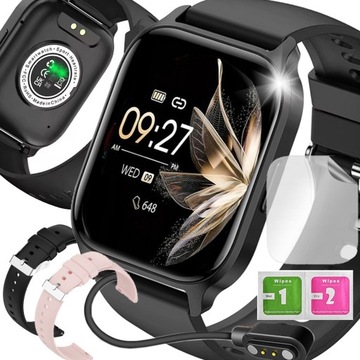 SMARTWATCH ZEGAREK POLSKIE MENU ROZMOWY SPORT SMART WATCH DAMSKI BLACK