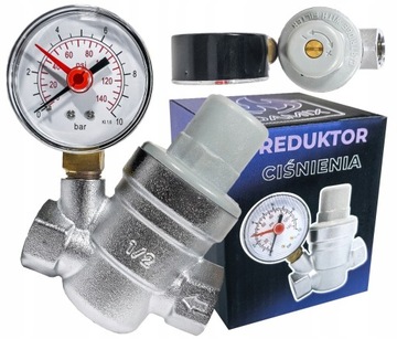 REDUKTOR CIŚNIENIA WODY Z MANOMETREM 1/2'' DN15 REGULATOR 1,5-6,5 BAR DAMIX