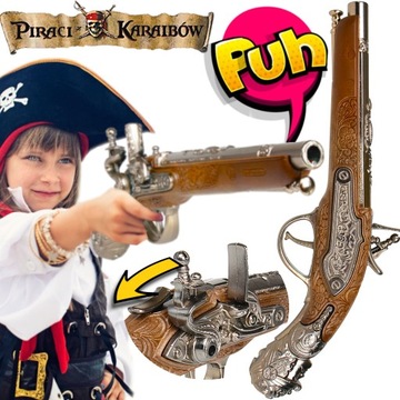 PISTOLET PIRATA METALOWY GONHER REWOLWER HUKOWY STRASZAK PIRACI Z KARAIBÓW