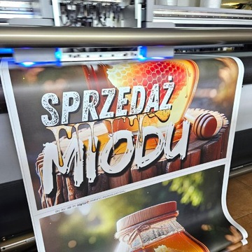 Trwały Baner Reklamowy Sprzedaż Miodu, miód 100x100cm Reklama, Plandeka
