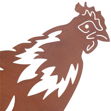FIGURKA KURA FIGURA OZDOBA METALOWA OGRODOWA RDZA
