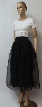 SPÓDNICA DAMSKA TIULOWA CZARNA 3/4 ROZM. M