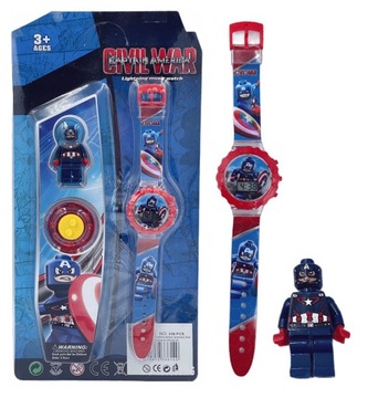 zegarek elektroniczny klocki KAPITAN AMERYKA figurka lego dla dzieci