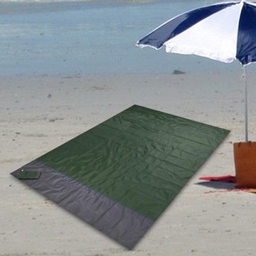 Koc piknikowy Koc plażowy z torbą do przechowywania Trwały Ciemnozielony 140 cm x 200 cm