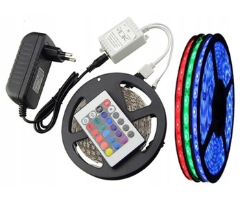 НАБОР ЦВЕТНОЙ RGB СВЕТОДИОДНОЙ ЛЕНТЫ 5М + ПУЛЬТ ДИСТАНЦИОННОГО УПРАВЛЕНИЯ + БЛОК ПИТАНИЯ ПОДАРОЧНАЯ СВЕТОДИОДНАЯ ЛЕНТА