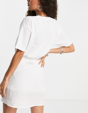 Biała spódnica mini z asymetrycznymi guzikami XXS