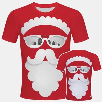Santa Claus Pattern Men's T-shirt Elk Print Man Sh