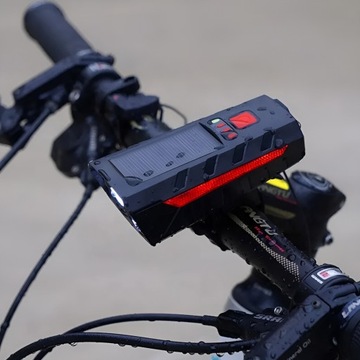 PRZÓD TYŁ ZESTAW LAMP ROWEROWYCH LATARKA ŚWIATEŁKO AKUMULATOROWE + KLAKSON