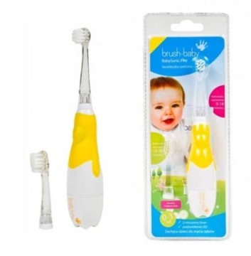 Детская звуковая зубная щетка BRUSH-BABY PRO, желтая