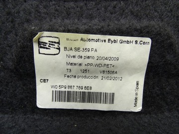 POLIČKA KRYT KUFRU ZADNÍ 5P9867769 SEAT ALTEA FACELIFT 09-15R
