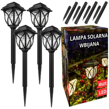 4x LAMPA SOLARNA OGRODOWA LED LAMPKI SOLARNE WBIJANA Z CZUJNIKIEM ZMIERZCHU