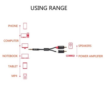 5 стереоаудиокабелей с разъемами 3,5 мм на 2 штекера RCA