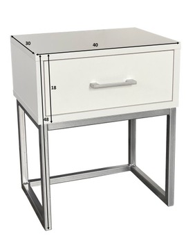 Тумбочка прикроватная, белый, серебро, столик лофт, каркас
