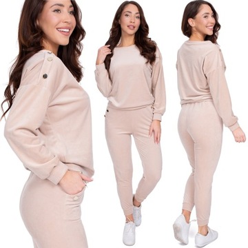 Welurowy komplet ,dres z ozdobnymi guzikami _3XL/46