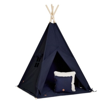 Namiot Tipi + Mata + Poduszki - Navy Blue