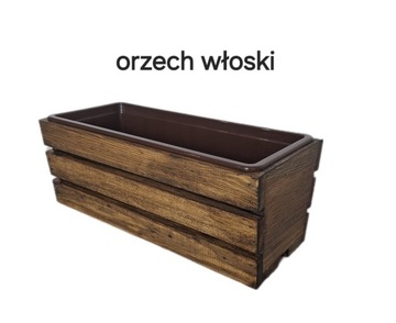 SKRZYNKA DONICZKA BALKONOWA DREWNIANA Z WKŁADEM 40CM