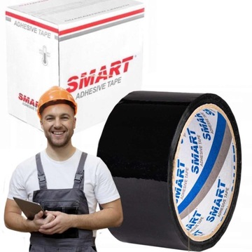 CZARNA TAŚMA PAKOWA KLEJĄCA MOCNA 48/50 KLEJ SMART