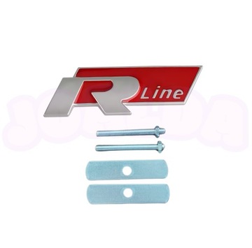EMBLEMAT logo R LINE na grill VOLKSWAGEN VW Golf Scirocco czerwony CHROM