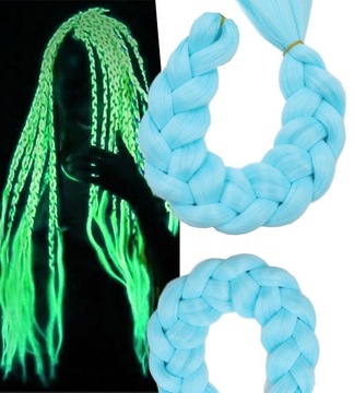 WŁOSY SYNTETYCZNE ŚWIECĄCE W CIEMNOŚCI Niebieskie