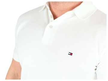 KOSZULKA POLO TOMMY HILFIGER 1985 POLÓWKA MĘSKA SLIM FIT BIAŁA S