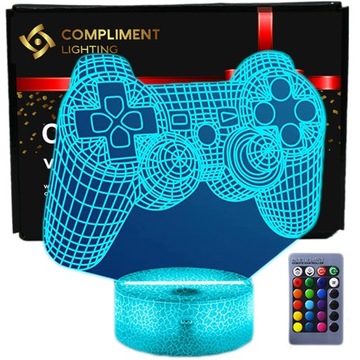 Lampka 3D nocna led usb + pilot Konsola Game Pad