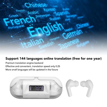 Переводчик наушников Bluetooth 5.3 144 языка цифровой дисплей мощности перевод