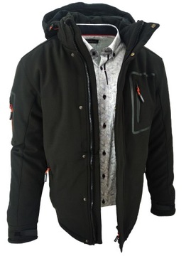 KURTKA MĘSKA ZIMOWA SOFTSHELL CZARNA CAN734 XXXL