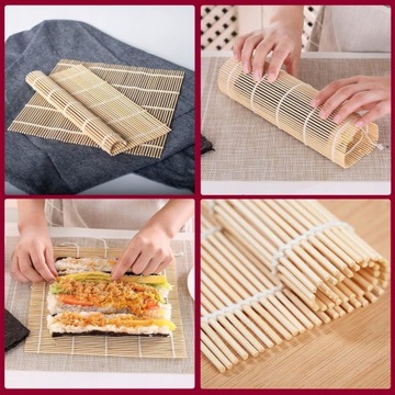 НАБОР СУШИ-ГОТОВКИ С РОЛИКОВЫМ ПРИЖИМНЫМ КОВРИКОМ НОЖ ДЛЯ СУШИ, 24 ШТ.