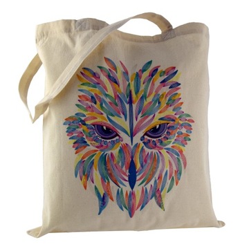 torba bawełniana ecru 38X42cm torebka nadruk SOWA