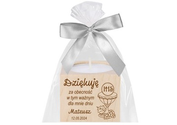 Благодарность гостям ПОДСВЕЧИ Первое Причастие на КРЕЩЕНИЕ, гравировка х10 шт.