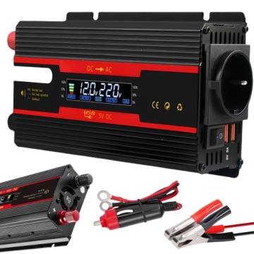 Měniče Napětí Do Auta DC 12V/24V Na Ac 220V S LCD 2000W Černý