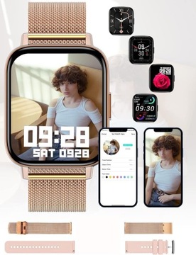 SMARTWATCH Женские часы ОТВЕТ НА ЗВОНКИ ПОЛЬСКОЕ МЕНЮ 2 ПАНЕЛИ ВЫЗОВОВ