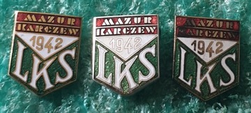 ODZNAKA LKS MAZUR KARCZEW - ZŁOTA SREBRNA BRĄZOWA KOMPLET - 3 SZTUKI