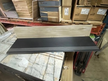 Gres schodowy 30x120 czarny + podstopnica