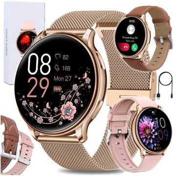 SMARTWATCH DAMSKI DLA KOBIETY ROZMOWY POWIADOMIENIA SPORT POMIARY MENU PL