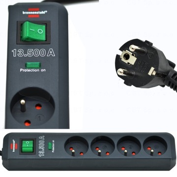 LISTWA PRZECIWPRZEPIĘCIOWA PRZEDŁUŻACZ 4G 13.500A ZASILACZ DOMOWY KABEL 1,5