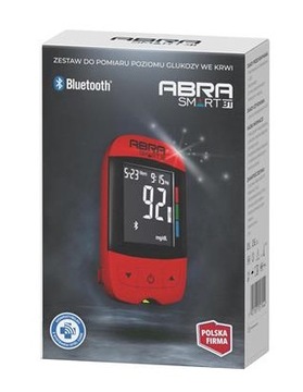 Glukometr Abra Smart BT z nakłuwaczem czerwony + paski