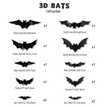 Naklejki ścienne 3D nietoperz, dekoracja okienna