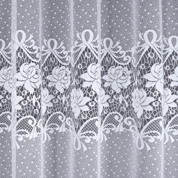 Firana z taśmą wzór pasy i kwiaty 500x250cm MAG633