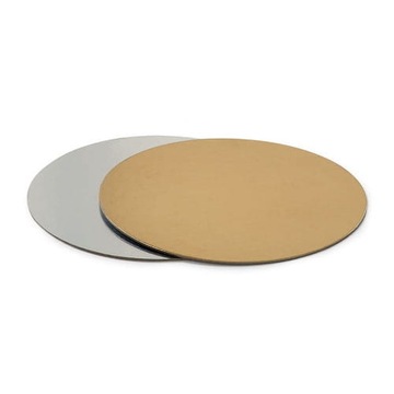 PODKŁAD POD TORT okrągły 26cm dwustronny złoty/srebrny