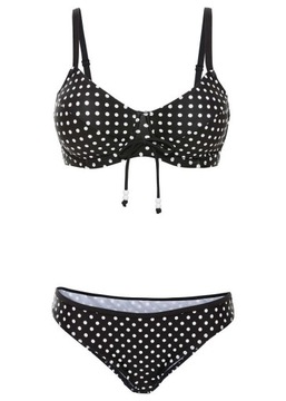 Z1788 BIKINI NA FISZBINACH CZARNE W GROSZKI 40/80D