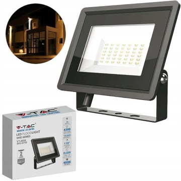 V-TAC NAŚWIETLACZ LED HALOGEN ZEWNĘTRZNY NEUTRALNY ROBOCZY IP65 50W CZARNY