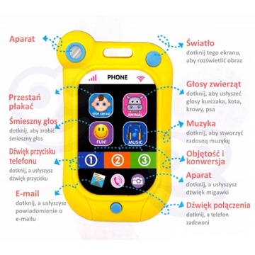 TELEFON SMARTFON INTERAKTYWNY EDUKACYJNY MELODIE DŹWIĘKI ZABAWKA WOOPIE