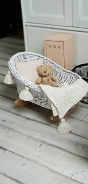 ПЛЕТЕНАЯ ЛЮБИЛЬКА, КРОВАТЬ ДЛЯ КУКОЛ БЕЛАЯ ТЕГКА