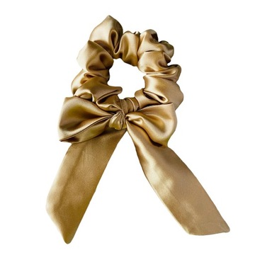 Gumka do włosów satyna scrunchie wstążka złota