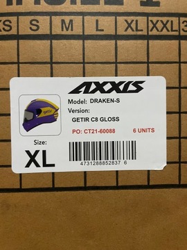 МОТОЦИКЛЬНЫЙ ШЛЕМ AXXIS DRAKEN S GETIR СИСТЕМА PINLOCK Размер XL 61-62см