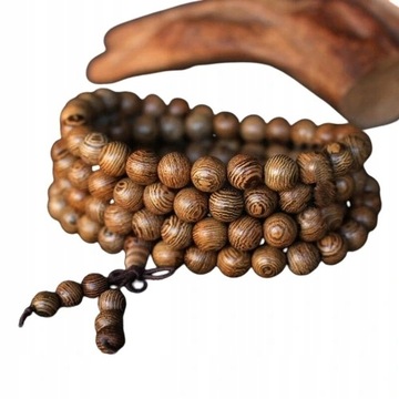 MALA Tybetańska Sznur Modlitewny DRZEWO SAND 8 mm