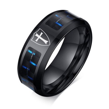 ЧЕРНОЕ КОЛЬЦО-ПЕЧАТКА ИЗ УГЛЕРОДНОГО ВОЛОКНА TEMPLAR CROSS R17