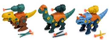 DINOZAURY DO SKRĘCANIA ROZKRĘCANIA Zestaw 3 FIGURKI z wyrzutniami STRZAŁKI
