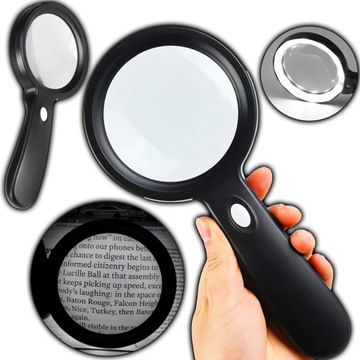 LUPA DO CZYTANIA PODŚWIETLANA SZKŁO POWIĘKSZAJĄCE Z OŚWIETLENIEM LED 10X